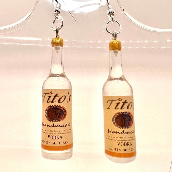 Tito’s Vodka Earrings - Alcohol Bottle Earrings - New Years Party Earrings - Picture 3 of 10